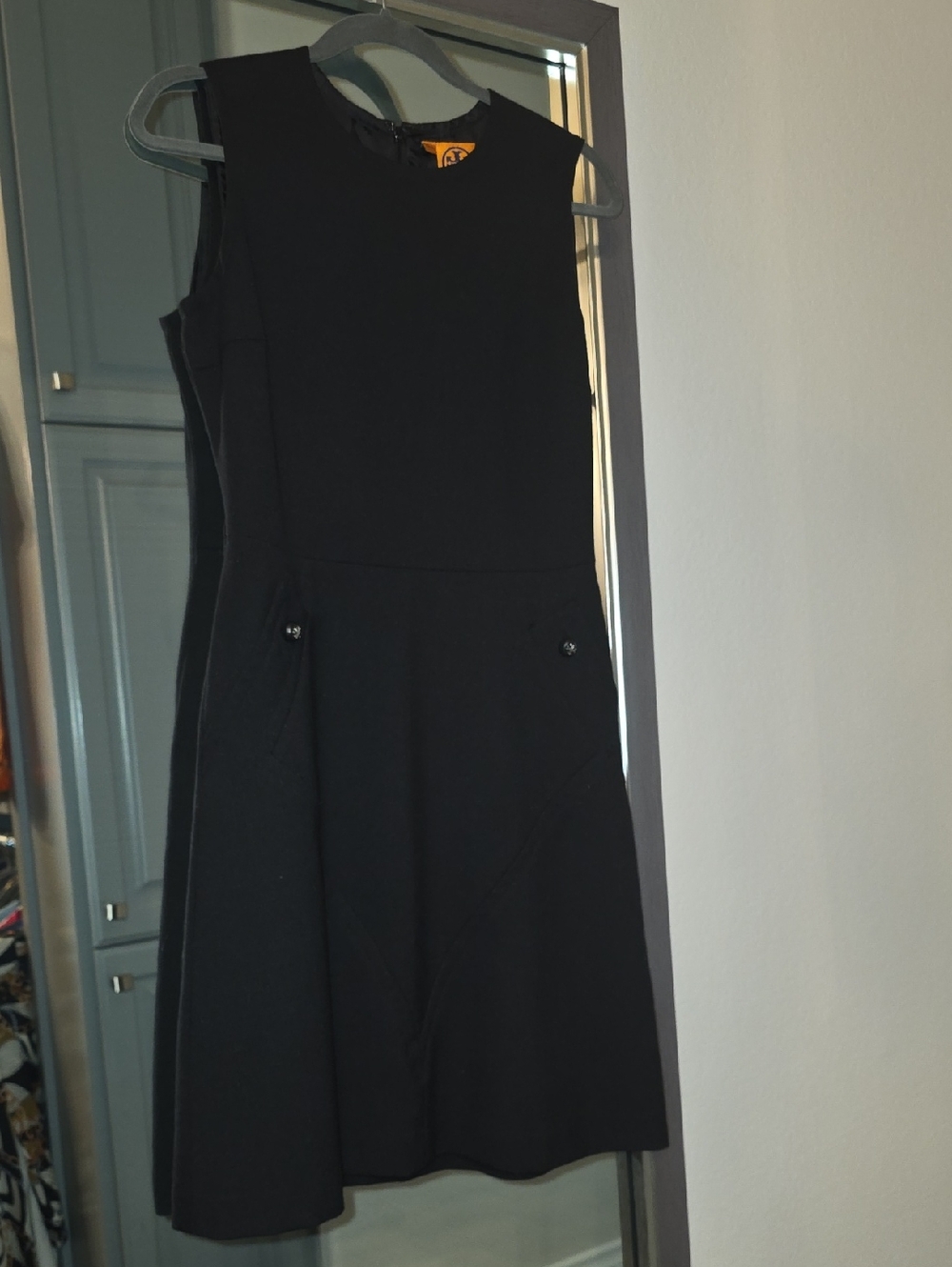 Tory Burch Black Sleeveless A-Line Midi Dress